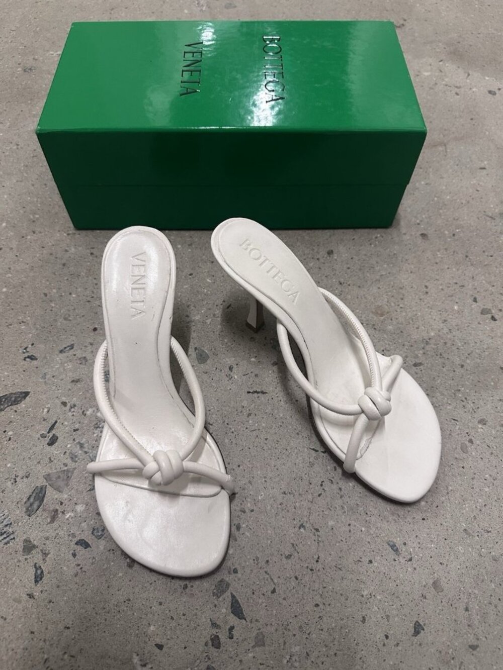 Bottega Veneta Blink Mule Sandal Heels White